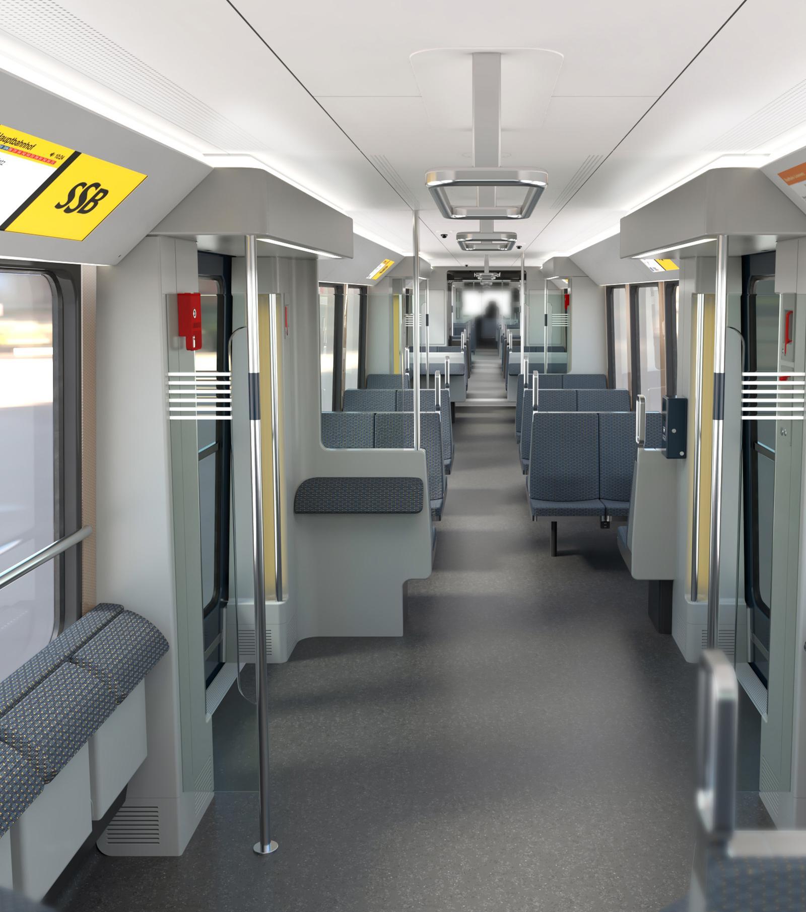 Ein leerer Fahrgastraum der neuen Fahrzeuggeneration.