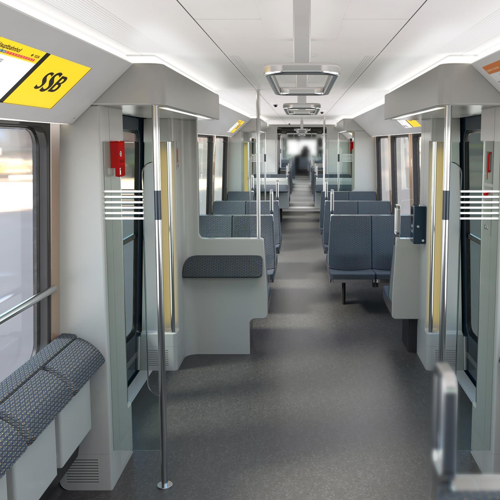 Ein leerer Fahrgastraum der neuen Fahrzeuggeneration.
