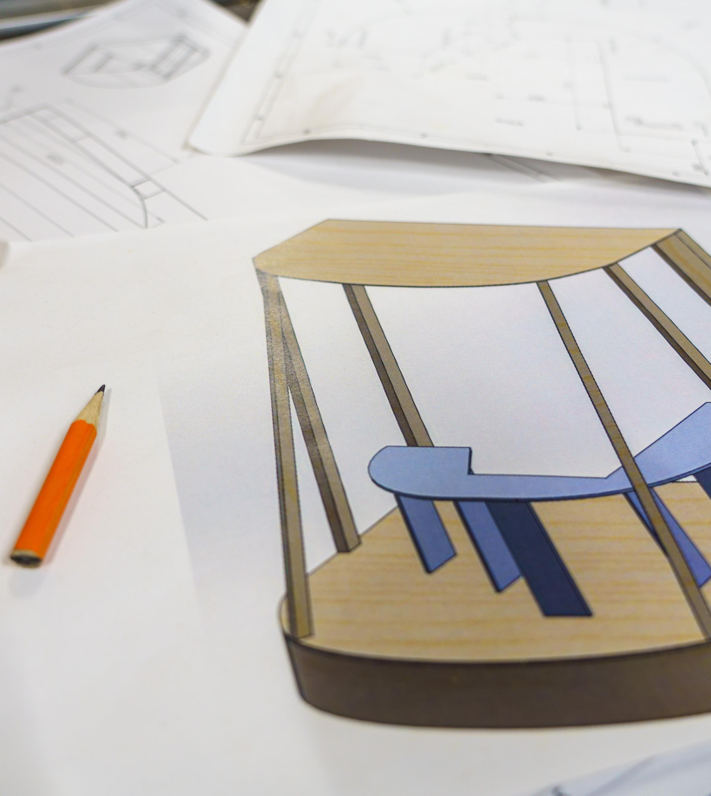 Eine technische Zeichnung der Fahrzeugfront.