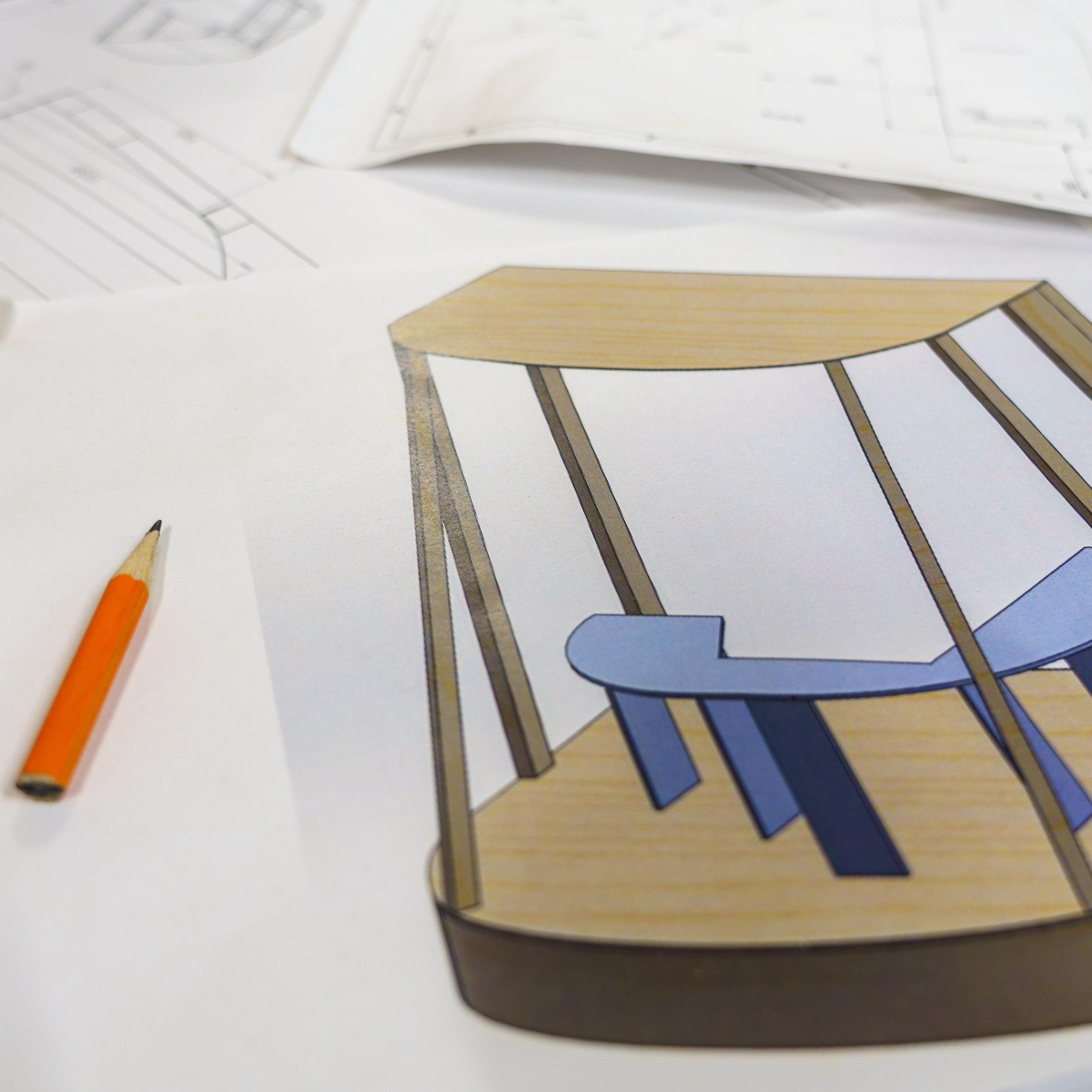 Eine technische Zeichnung der Fahrzeugfront.