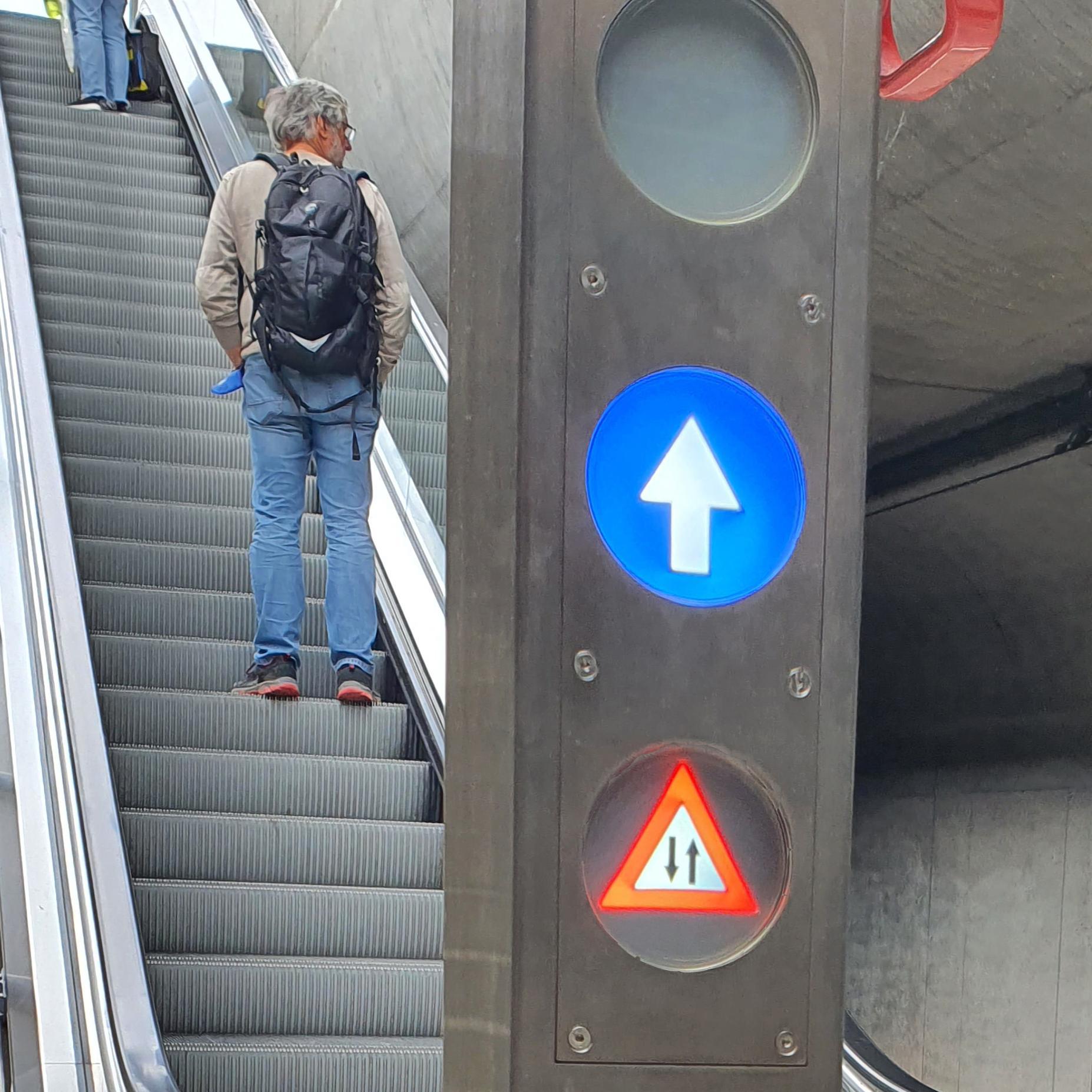 Person fährt eine Rolltreppe hoch