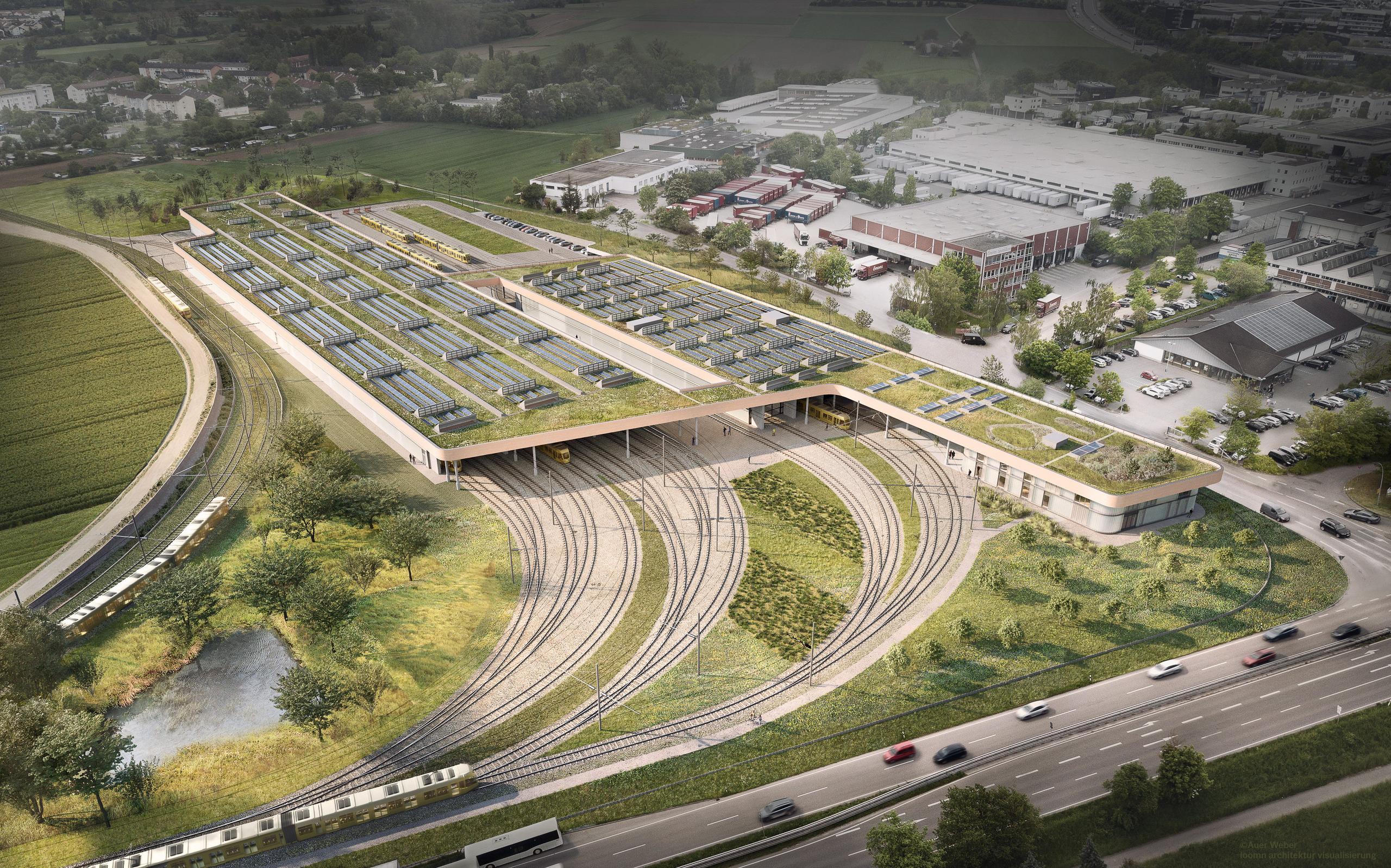 Stadtbahnbetriebshof Luftbild Planung