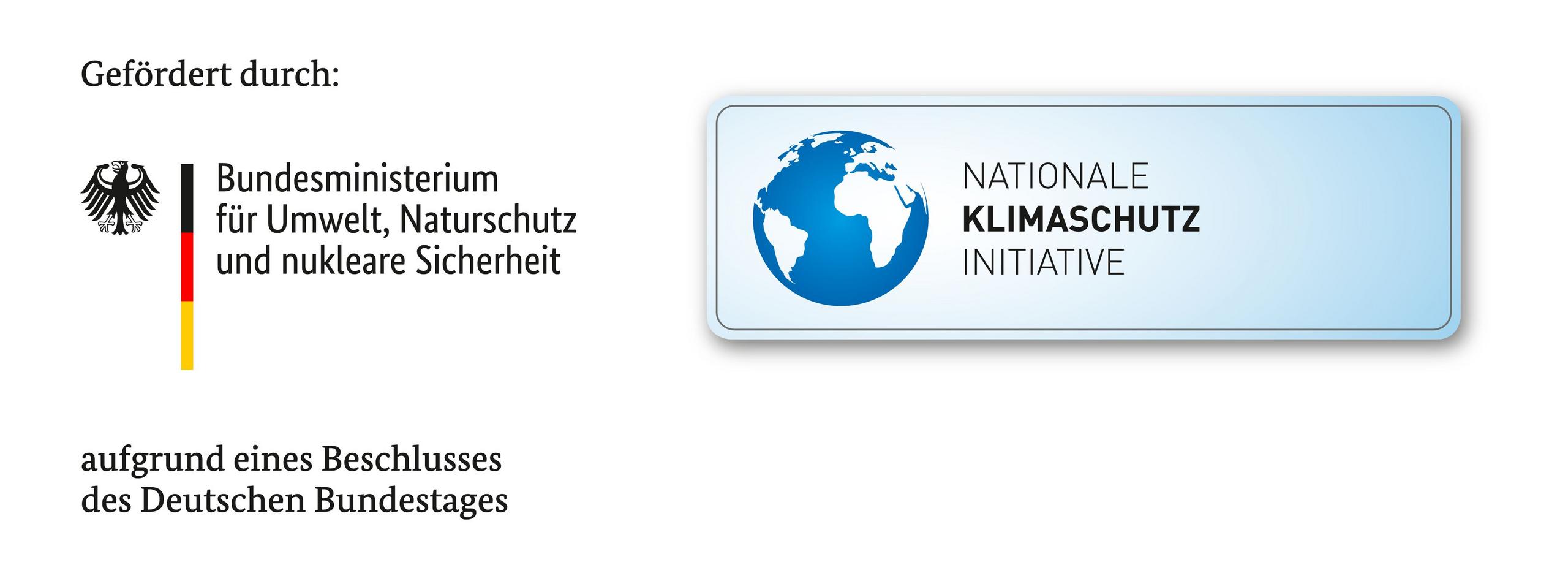 Logo: Bundesministerium für Umwelt, Naturschutz und nukleare Sicherheit. Logo: Nationale Klimaschutz Initiative