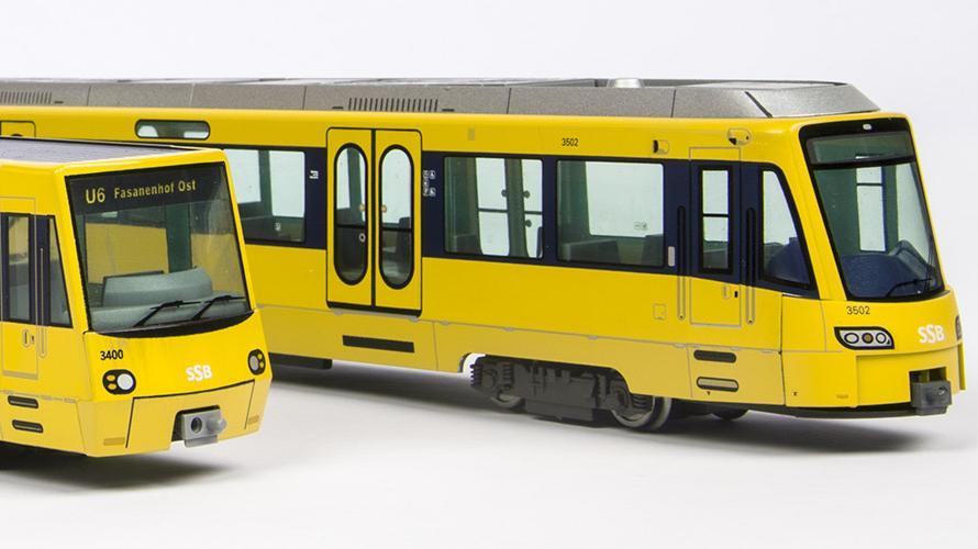 Modelle von Stadtbahnen.