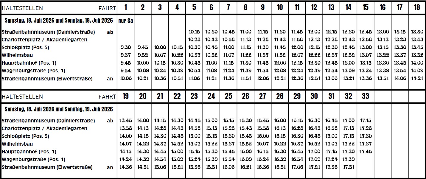 Fahrplan Oldtimerlinie 100 