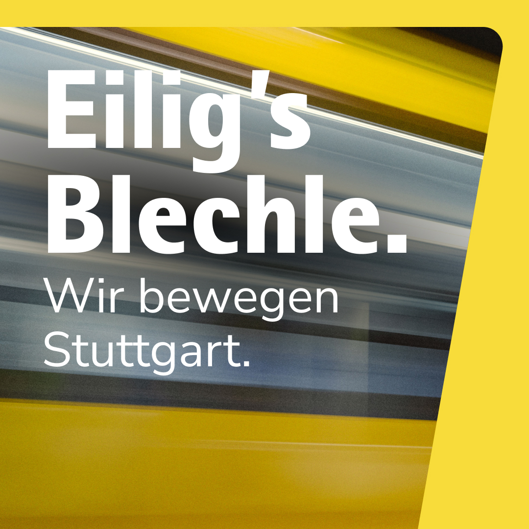 Image-Kampagne Eilig's Blechle Eine Langzeitbelichtung einer fahrenden Stadtbahn.