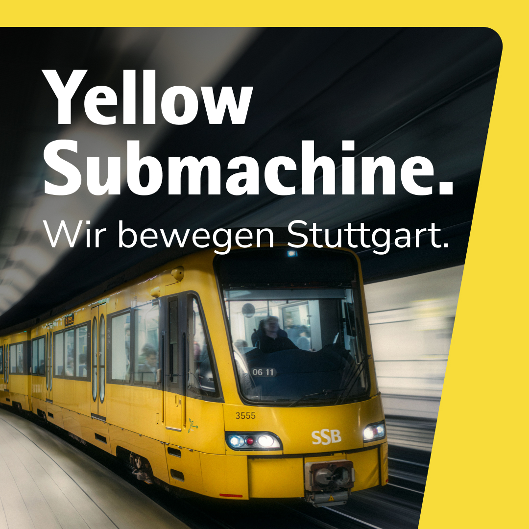 Image-Kampagne Yellow Submachine Eine Stadtbahn fährt durch einen Tunnel.